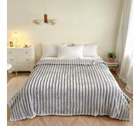 Shein 1 pieza Manta de estilo vintage suave de piel sintética - Opción acogedora para sofá y silla, con patrón de rayas, lavable a máquina, mezcla de poliés