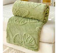 Shein 1 pieza Manta de felpa acolchada con estampado jacquard de mariposa estilo bohemio, suave y cálida, de doble uso como manta de cama o decoración de pa