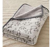 Shein 1 PIEZA Manta de franela acogedora con huellas de pata para mascotas - Cálida y suave colchoneta de cama para perros pequeños y medianos y cachorros,