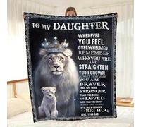 Shein 1 pieza Manta de franela con estampado de león cómoda para hija, regalo del Día del Padre, perfecta para acurrucarse en el sofá, manta para todo el añ