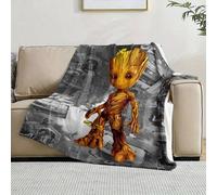 Shein 1 pieza Manta de peluche con gráfico de Marvel Groot, adecuada para regalar, decorar fiestas, uso doméstico y ocio, suave y cálida, para sofá, cama, s