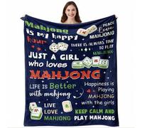 Shein 1 pieza Manta de regalo de Mahjong - Manta de franela suave con solo una chica que ama el Mahjong, perfecta para cumpleaños y Navidad, lavable a máqui