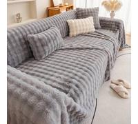 Shein 1 pieza Manta de sofá de piel de conejo, funda de sofá de invierno gruesa y cálida, estilo Ins, manta universal para sofá, asiento de masaje y piel de