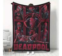Shein 1 pieza Manta suave de franela con diseño de Marvel Deadpool, adecuada para sofá, dormitorio, regalo, impresión de alta definición, manta de franela,