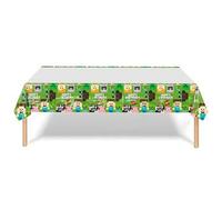 Shein 1 pieza Mantel con diseño de bloque de hierba de Minecraft, tema de fiesta de videojuego, decoración de cumpleaños, 137cm*274cm, juego sandbox, Steve,