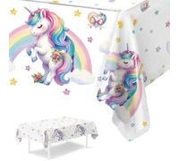 Shein 1 Pieza Mantel con tema de Unicornio, 220*130cm Cubierta de mesa de PE arcoíris, Suministros para bodas, Decoración de fiesta de unicornio, Decoración