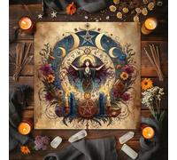 Shein 1 pieza Mantel de altar de tarot místico - Diseño ocultista místico con acentos dorados, 100% poliéster para adivinación, brujería, astrología, Hallow