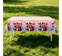 Shein 1 pieza Mantel de fiesta de ídolo K Pop, 180x108cm Cubierta de mesa de plástico desechable, Mantel con tema musical degradado rosa para fiesta de cump