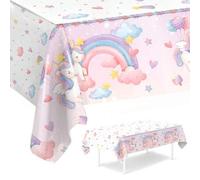 Shein 1 pieza Mantel de mesa con tema de unicornio arcoíris para baby shower, decoración de mesa de fiesta de cumpleaños con tema de unicornio arcoíris, dec