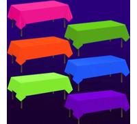 Shein 1 pieza Mantel de neón, 54" X 108", Mantel fluorescente neón reactivo a los rayos UV para fiestas con luz negra, fiestas de cumpleaños, fiestas rave,