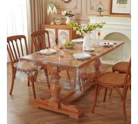 Shein 1 pieza Mantel de plástico (PVC) transparente impreso, rectangular, resistente al agua y a las manchas de aceite, fácil de limpiar, protección y decor