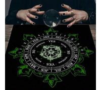 Shein 1 pieza Mantel de Tarot con Fases Lunares Celestiales, Tela de Altar con Rueda Astrológica, Tapete de Adivinación de Brujería para Lectura de Tarot, M