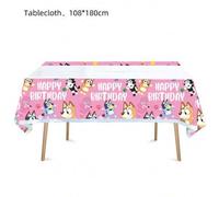 Shein 1 pieza Mantel decorativo para fiesta de cumpleaños de Bluey, mantel perfecto para decoración de fiesta de cumpleaños, fiesta sorpresa feliz, campamen