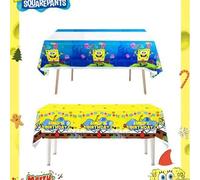 Shein 1 pieza Mantel desechable con tema de Bob Esponja, suministros para fiestas, decoración de fiesta de cumpleaños, crea el mejor ambiente para una fiest
