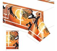 Shein 1 pieza Mantel desechable de 108 cm * 180 cm con tema de aro de baloncesto, para decoración de fiesta de cumpleaños, reunión familiar, de un solo uso,