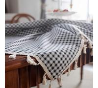Shein 1 pieza Mantel rectangular con estampado de cuadros en blanco y negro, estilo rústico y fresco de granja para mesa de comedor, cocina, restaurante, do