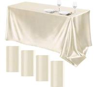 Shein 1 pieza Mantel rectangular de imitación de seda satinada en color marfil para banquetes de bodas, fiestas y decoración de sala de comedor