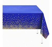 Shein 1 pieza Mantel rectangular de plástico azul marino con puntos dorados, mantel de mesa de 70.86X42.51 pulgadas desechable con lunares dorados y confeti