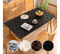 Shein 1 pieza Mantel rectangular elástico, mantel impermeable y a prueba de aceite, material de cuero sintético PU elástico negro, mantel fácil de limpiar,