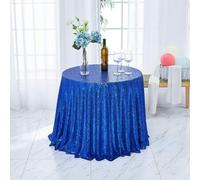 Shein 1 pieza Mantel redondo de 70 pulgadas con lentejuelas en azul real, adecuado para decoración de baby shower, cumpleaños, boda, postres, fiesta