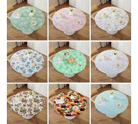 Shein 1 pieza Mantel redondo impreso con cubierta de mesa de respaldo de franela de vinilo, 100% impermeable y resistente al aceite, mantel de plástico con