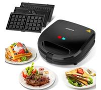 Shein 1 pieza Máquina 3 en 1 para hacer sándwiches, gofres y prensados (Panini), multifuncional para el desayuno, 750W, revestimiento antiadherente, calenta
