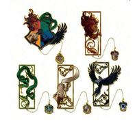Shein 1 pieza Marcador de libros de metal con el tema de los colegios de Hogwarts, diseño hueco vintage de los colegios Gryffindor, Slytherin, Ravenclaw y H