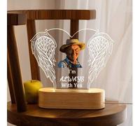 Shein 1 pieza, Marco de foto de mamá y papá Luz de noche conmemorativa, Placa conmemorativa Luz de noche, Dios te sostiene en sus brazos, Regalo de duelo ún