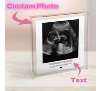 Shein 1 pieza Marco de fotos acrílico personalizado, diseño cuadrado para foto de escaneado de bebé y texto personalizable, gran regalo para nuevas mamás y