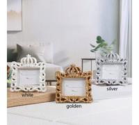 Shein 1 pieza Marco de Fotos Cuadrado con forma de Corona Exquisita, Decoración del Hogar, Decoración de Bodas, Suministros de Fiesta Europea, Resina al por