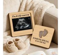 Shein 1 pieza Marco de fotos de crecimiento familiar de madera, estilo decorativo pequeño, tablero de anuncios de buenas noticias, recuerdo de revelación de