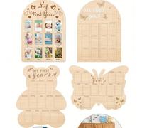 Shein 1 pieza Marco de fotos de Mi primer año, Tablero de hitos del primer año del bebé de 12 meses, Decoración de cumpleaños número 1 de madera, Accesorios