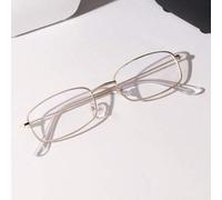 Shein 1 pieza Marco de gafas cuadrado pequeño para rostros estrechos, con alambre dorado y revestimiento dorado, gafas rectangulares ultra ligeras de cobre
