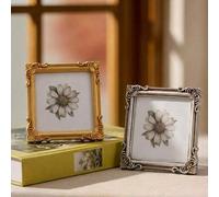 Shein 1 pieza Marco decorativo de fotos con patrón floral 3D colorido estilo europeo, material de resina, marco de imagen cuadrado, opciones de multicolor,