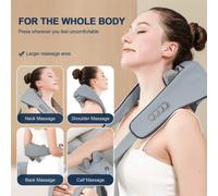 Shein 1 pieza Masajeador eléctrico recargable Shiatsu para hombros y cuello con 6 cabezales de masaje realistas, batería de alta capacidad, adecuado para us