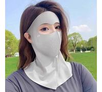 Shein 1 pieza Máscara de sol de verano de nailon sólido de seda de hielo, máscara de protección UV lavable y transpirable con ácido hialurónico 3D estéreo,