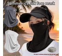 Shein 1 pieza Máscara facial de protección solar de verano con orejeras, máscara facial transpirable de seda de hielo, máscara facial unisex para protección