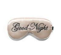 Shein 1 pieza Máscara para dormir de tela de poliéster ligera con logotipo bordado "Good Night" de color champán, accesorio de sueño