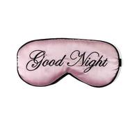 Shein 1 pieza Máscara para dormir de tela de poliéster suave con logotipo bordado "Good Night" en rosa y negro, accesorio para bloquear la luz durante la si