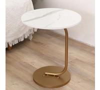 Shein 1 pieza Mesa lateral con patrón de mármol redonda, mesa de extremo de sofá minimalista moderna, mesa de café de sala de estar, mesita de noche de dorm