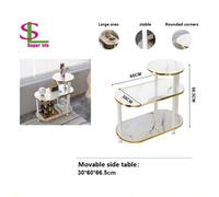 Shein 1 Pieza Mesa Lateral de Madera Compuesta de Tres Niveles con Estantes Abiertos, Moderna y Sencilla, Fácil de Armar y Ahorradora de Espacio, Perfecta p