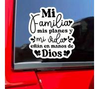 Shein 1 pieza "Mi familia y mi vida están en Dios" Calcomanía de vinilo, Pegatina de versículo bíblico inspirador de fe, Escritura en español, Para coche, p