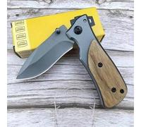 Shein 1 pieza Mini X35 Cuchillo plegable de bolsillo Hoja de 3Cr13Mov Mangos de madera de olivo Herramienta multiusos táctica de exterior para caza y campin