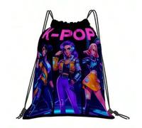 Shein 1 pieza Mochila con cordón de patrón de tema de ola coreana, hecha de tela Oxford duradera de material de carcasa blanda, fácil de transportar, equipa