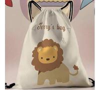 Shein 1 pieza Mochila con cordón personalizable con un adorable diseño de león, se puede personalizar de acuerdo a tu diseño único, adecuado para niños y ad