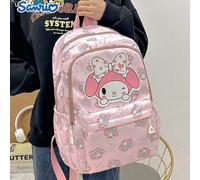 Shein 1 pieza Mochila de Hello Kitty y Kuromi, mochila escolar duradera de nailon con cierre de cremallera, forro de poliéster, adecuada para ir y venir del
