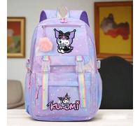 Shein 1 pieza Mochila escolar estampada con Kuromi, ligera y espaciosa para niñas, estilo callejero, con correas ajustables, cierre de cremallera, diseño de