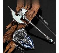 Shein 1 pieza Modelo de artesanía de metal completo de Frostmourne, el Rey Lich. Decoración exquisita, mercancía coleccionable, réplica del Rey Lich, ¡un im