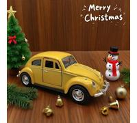 Shein 1 pieza Modelo de coche clásico a escala 1:32, figura de motocicleta, regalo de vacaciones, modelo de coche vintage de escarabajo de aleación con puer