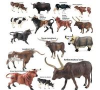Shein 1 pieza Modelo realista de animal salvaje prioritario de Navidad, que incluye toro de cuernos largos, vaca, toro de lidia español, Texas Longhorn, tor
